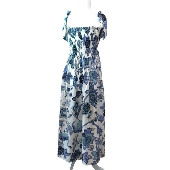 Floral Print Smocked Maxi Dress By SundayU  Large - Picture 5 of 6